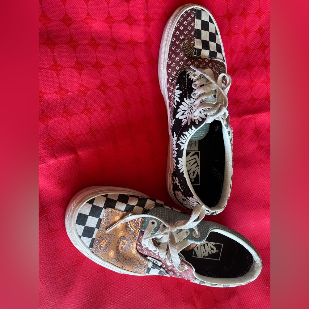 Vans Black and White Era Tiger Patchwork Patterned Sneakers